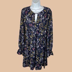 Lush - Navy Floral - Flowy Chiffon Dress